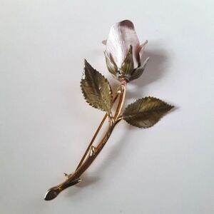 Vintage Light Pink Rose Gold Tone Brooch